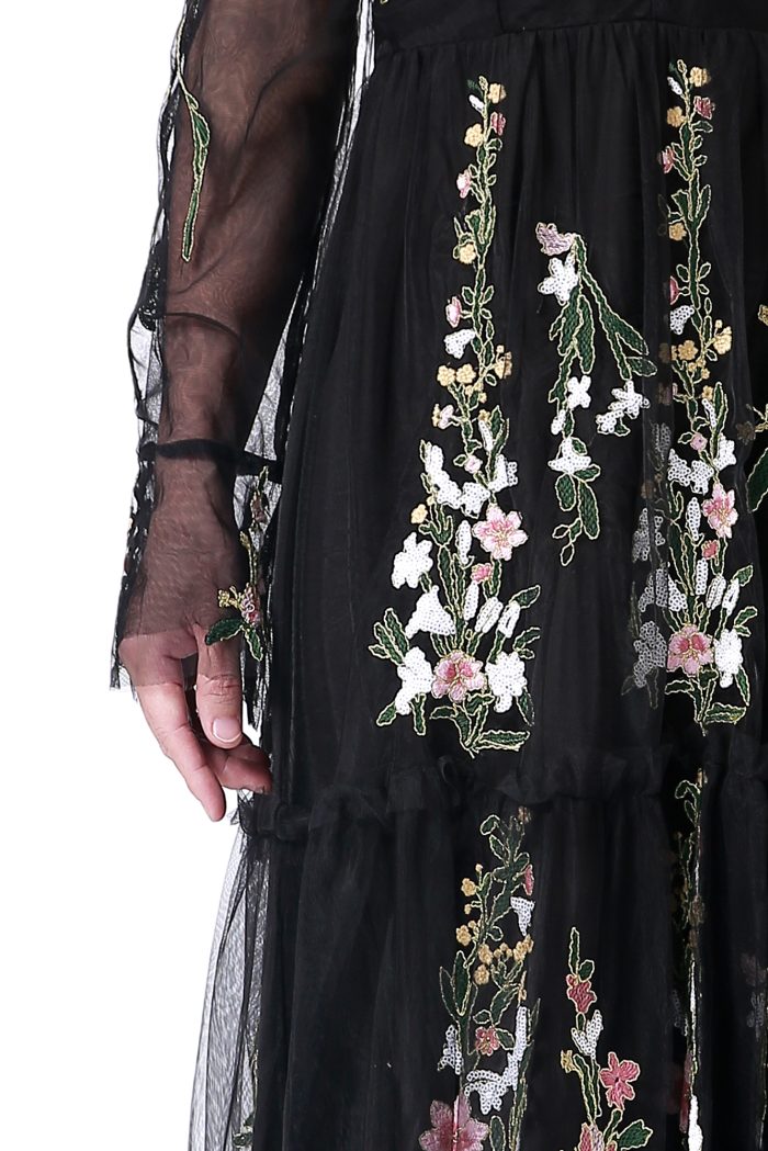 Black mesh embroidered dress - Image 7