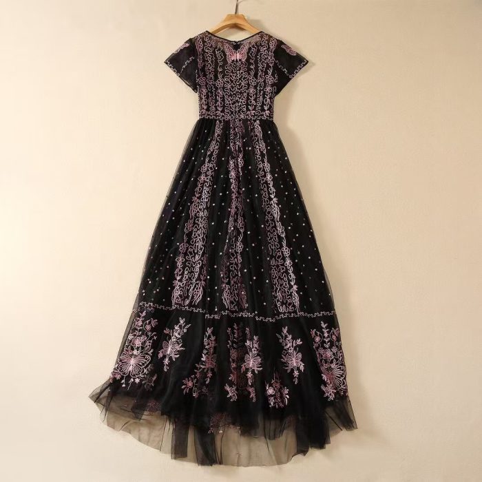 black lace embroidered dress - Image 5