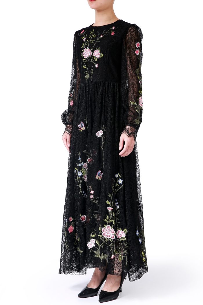 embroidered black lace dress - Image 3