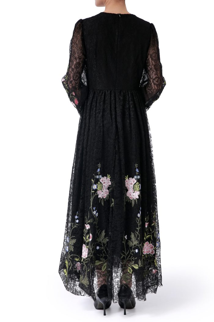 embroidered black lace dress - Image 4