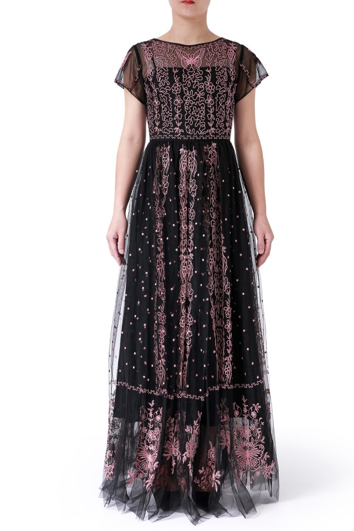 black lace embroidered dress - Image 3
