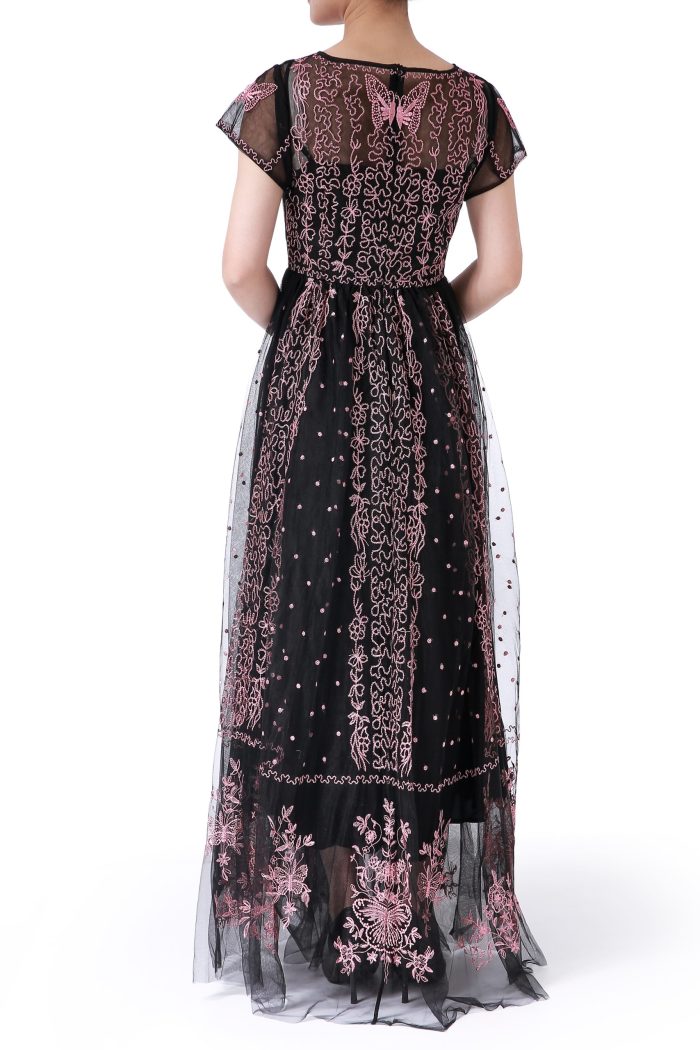 black lace embroidered dress - Image 4